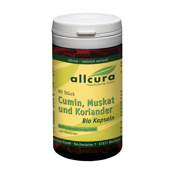 Cumin, Muskat und Koriander Kapseln Bio 90 Stück